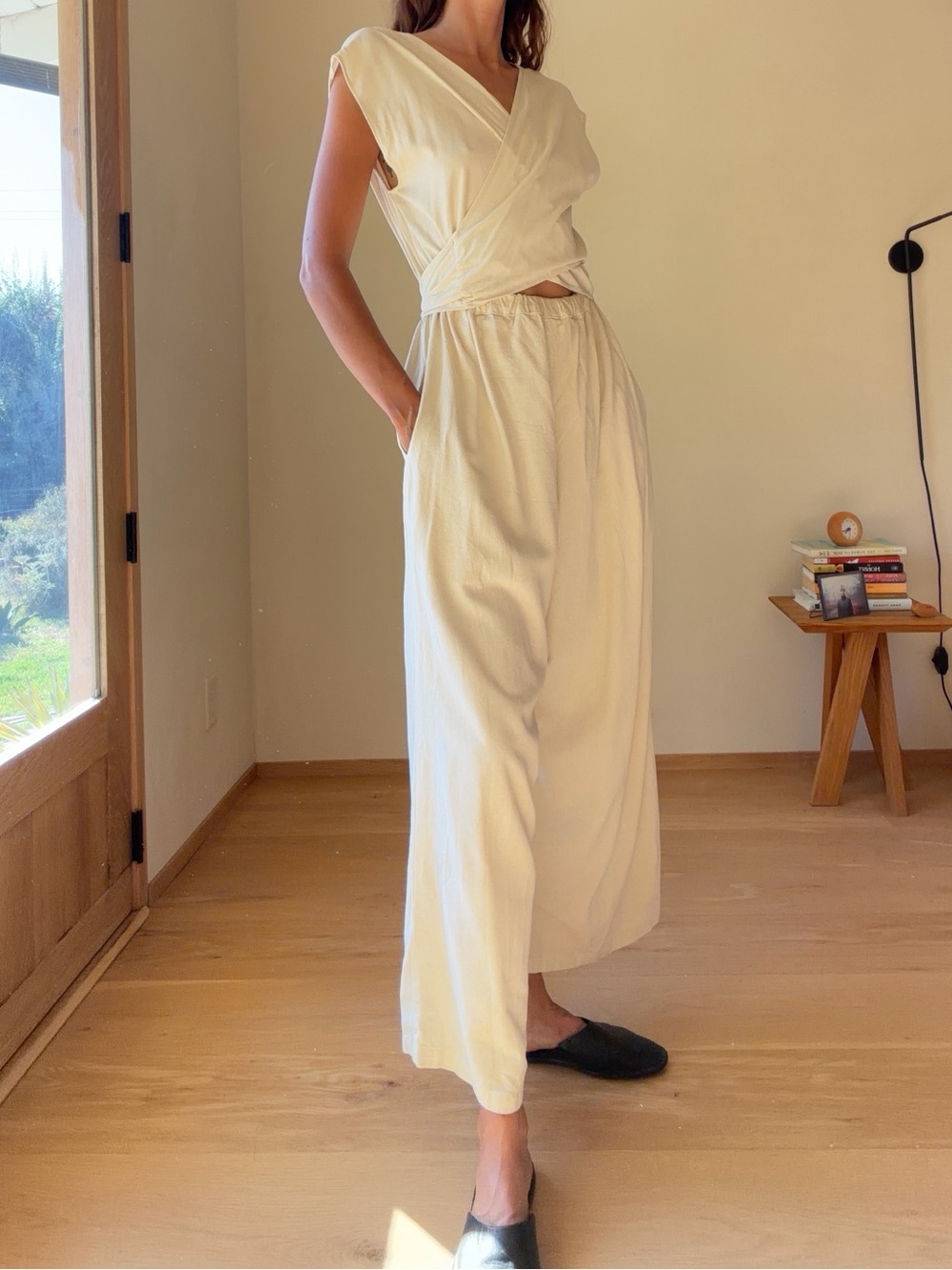 Women's Cream Wrap Jumpsuit RAW SILK